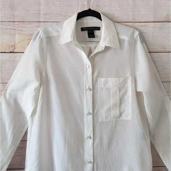 Marc by Marc Jacobs Parchment Shirt Pearl Button Cream Color Roll Tab Sleeve - Picture 3 of 14